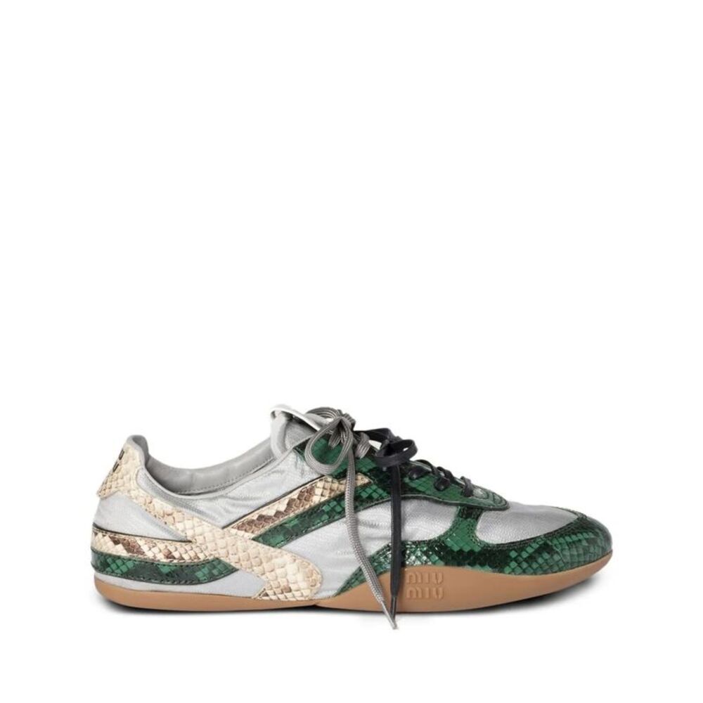 Gymnasium Technical Fabric And Python-Print Ayers Leather Sneakers Women